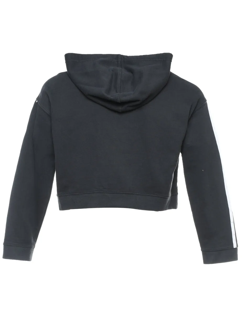 Adidas Cropped Black & White Hooded Sweatshirt - M