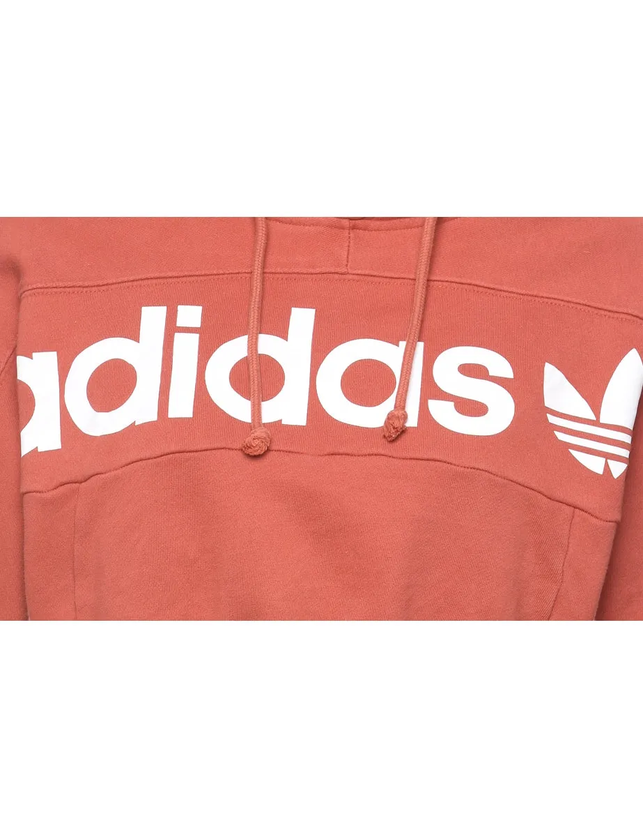 Adidas Terracotta & White Cropped Hoodie - S