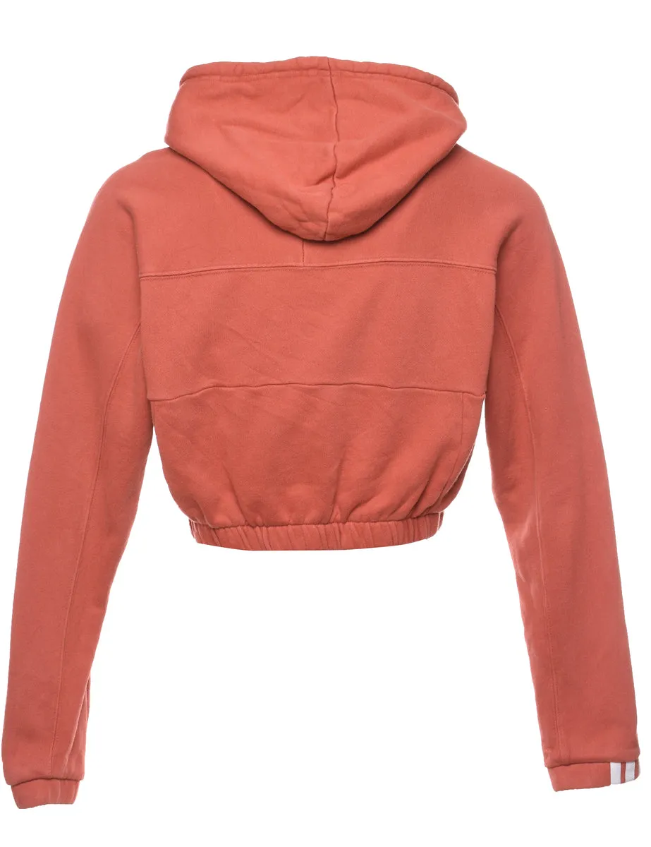 Adidas Terracotta & White Cropped Hoodie - S