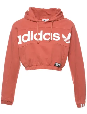 Adidas Terracotta & White Cropped Hoodie - S