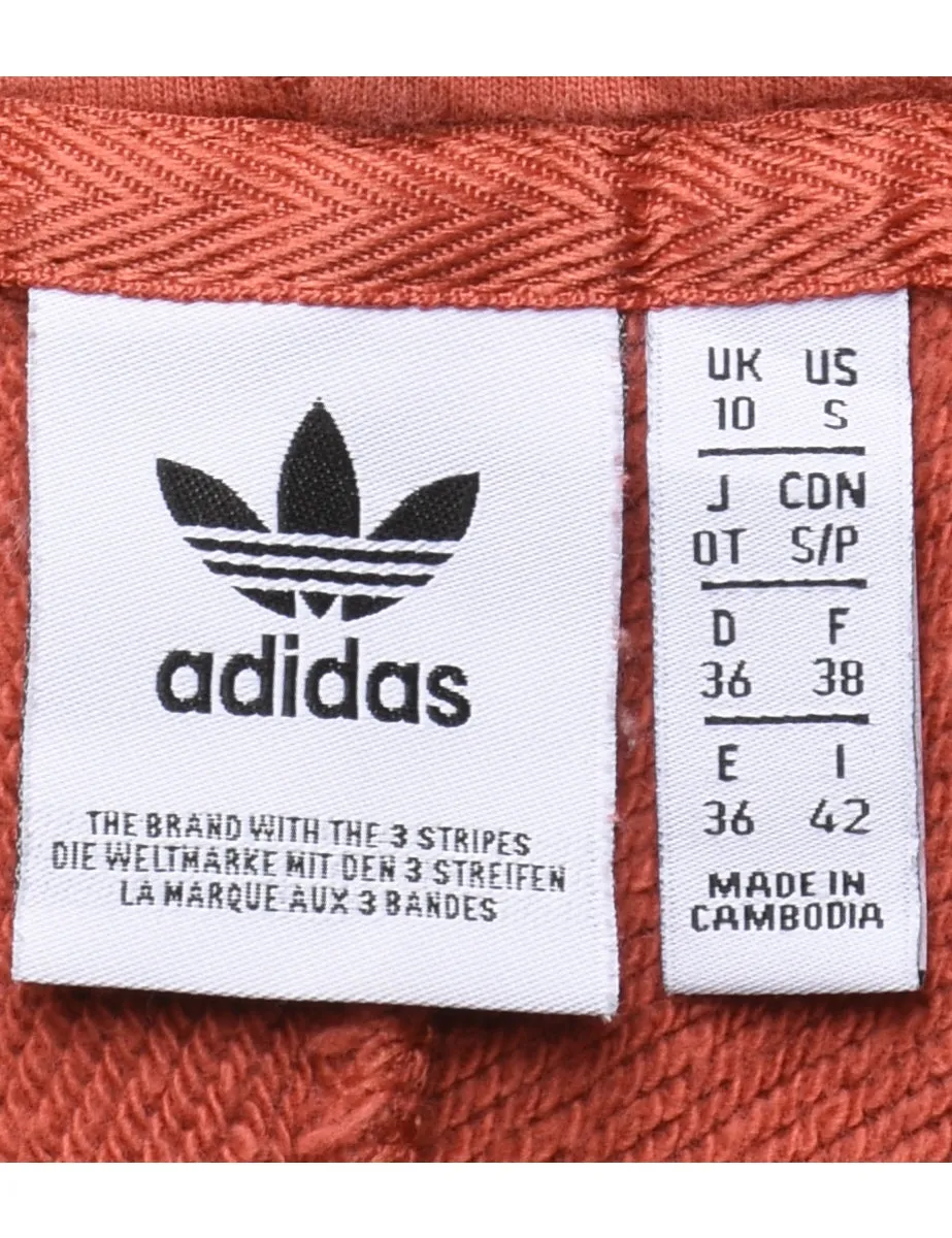 Adidas Terracotta & White Cropped Hoodie - S