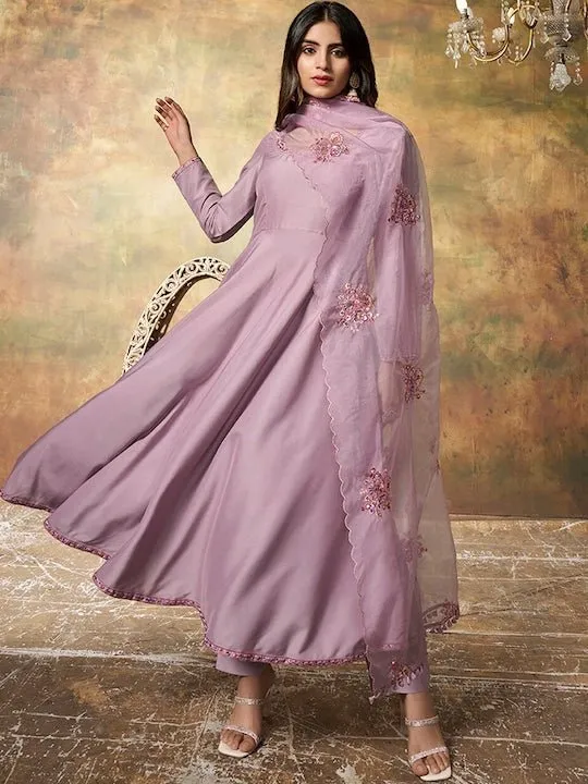 Anarkali Kurta & Trousers With Dupatta