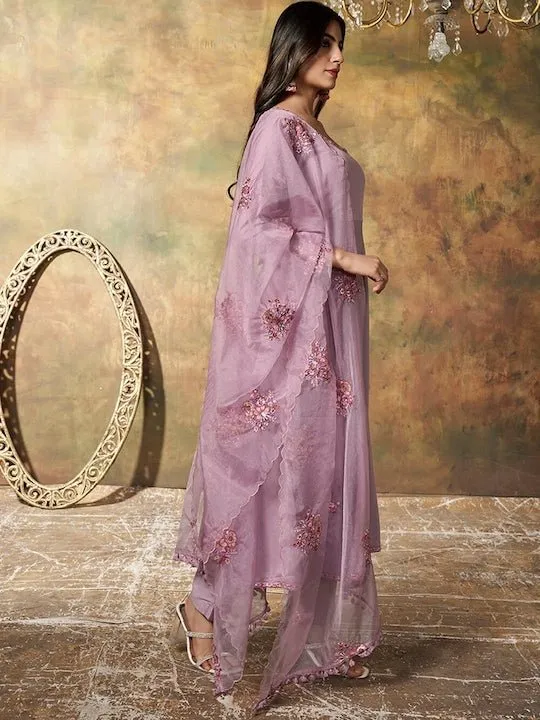 Anarkali Kurta & Trousers With Dupatta