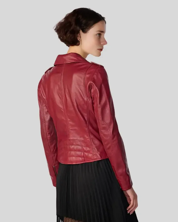 Aria Red Motorcycle Leather Jacket