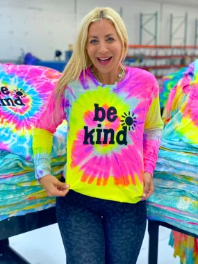 BE KIND MYSTERY LONG SLEEVE TEE - BLACK WRITING