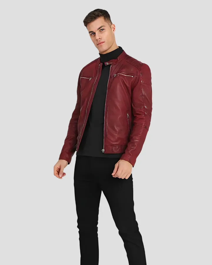 Ben Red Biker Leather Jacket