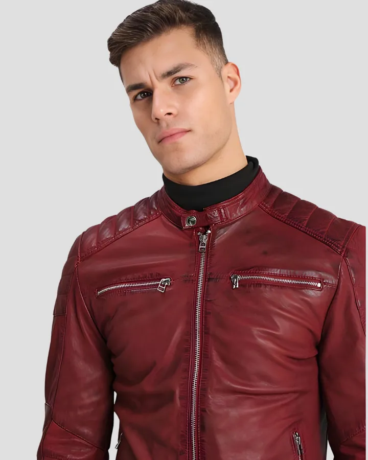 Ben Red Biker Leather Jacket