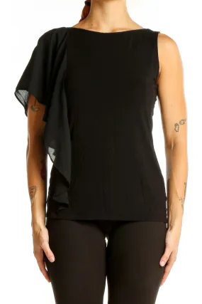 Black Asymmetrical Ruffle Top