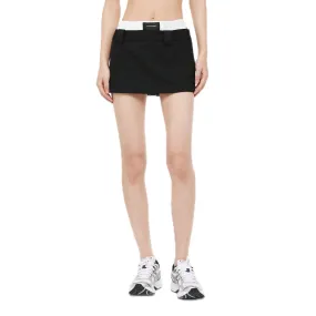 Black Customized Brand Logo Contrast Double Waistband Mini Skirt