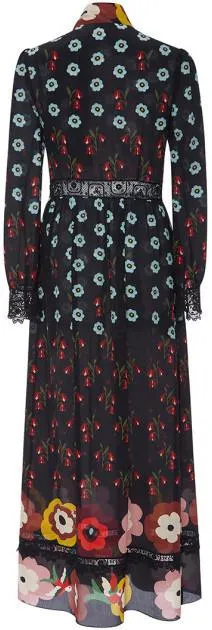 Black Flowers Border Dress