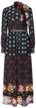 Black Flowers Border Dress