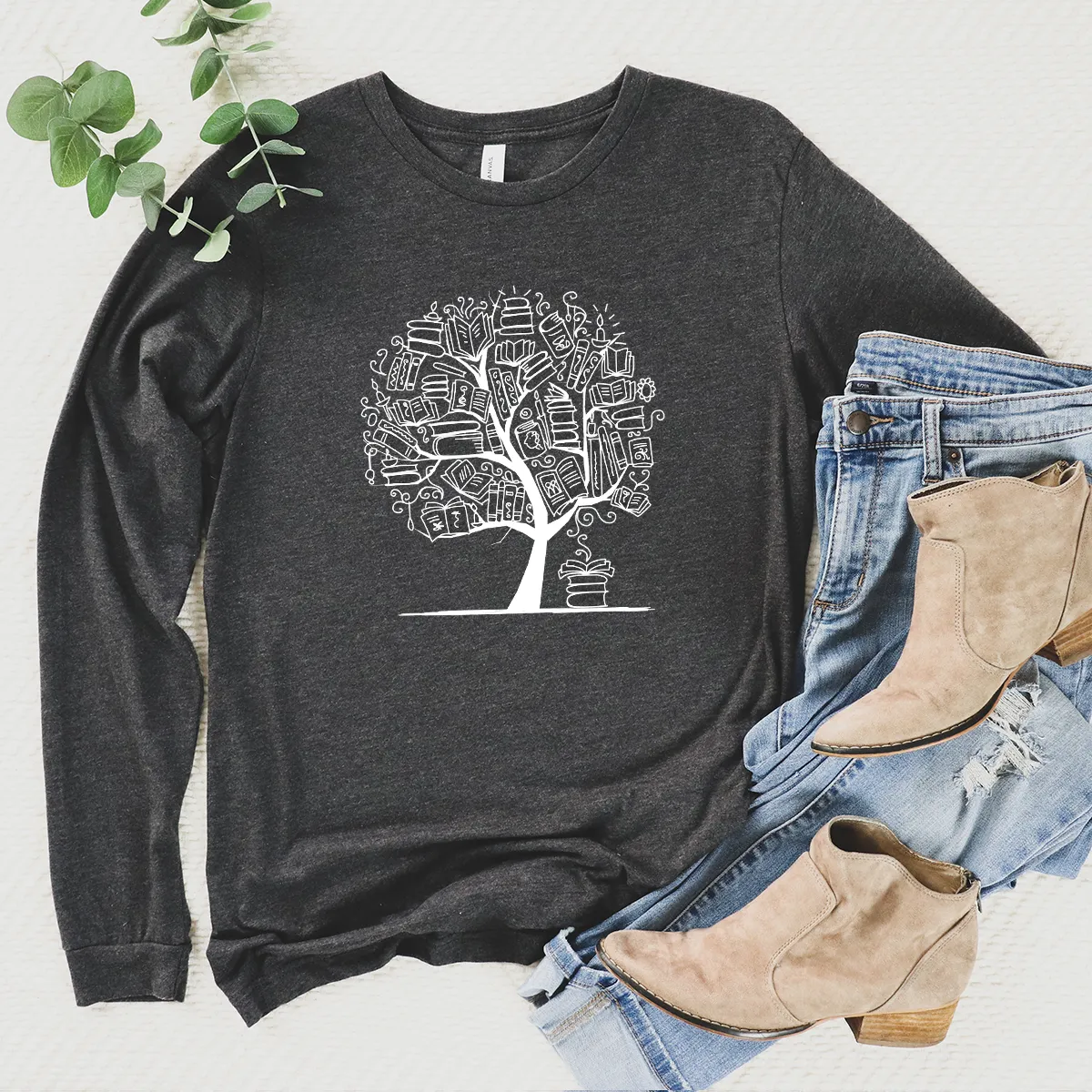 book tree long sleeve unisex tee