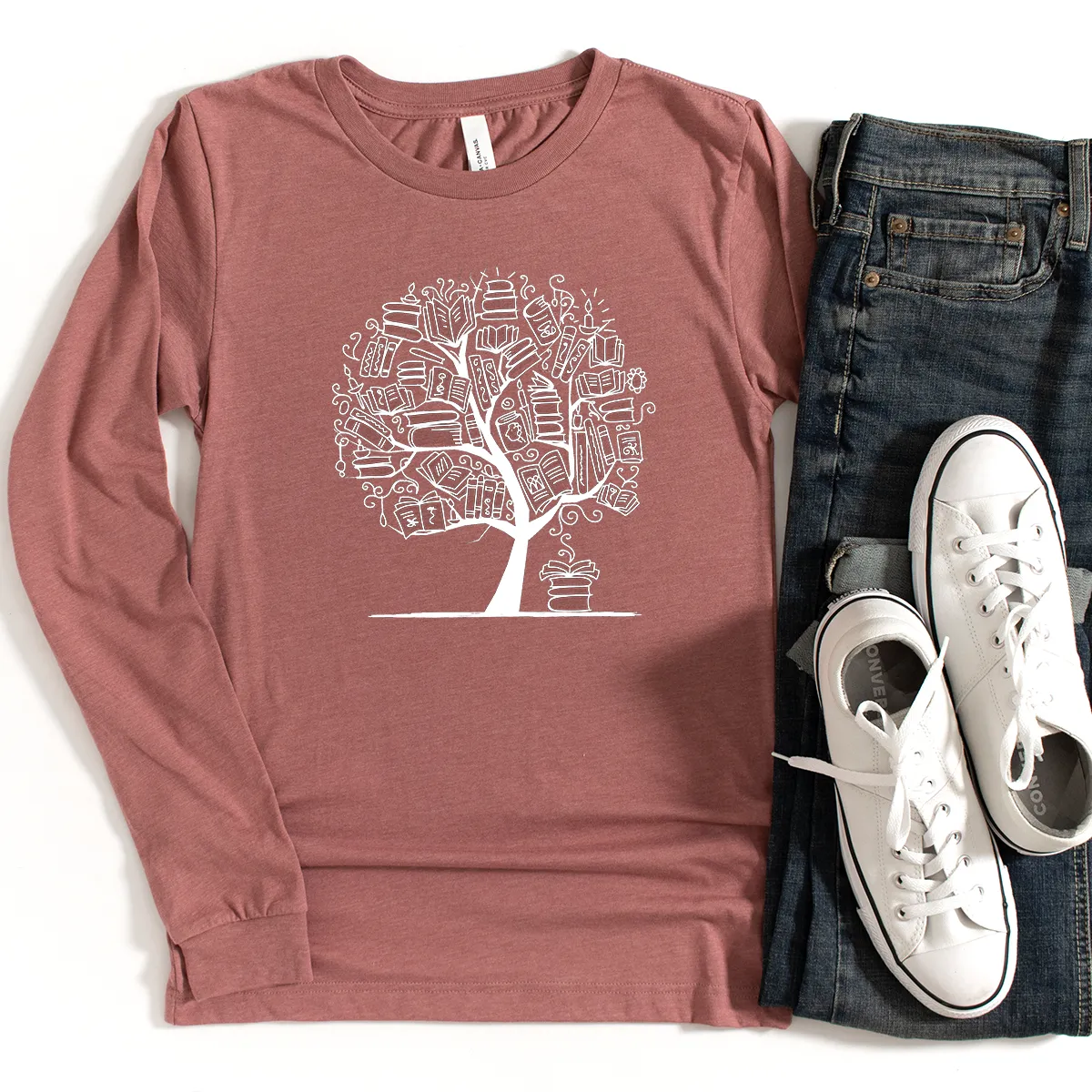 book tree long sleeve unisex tee