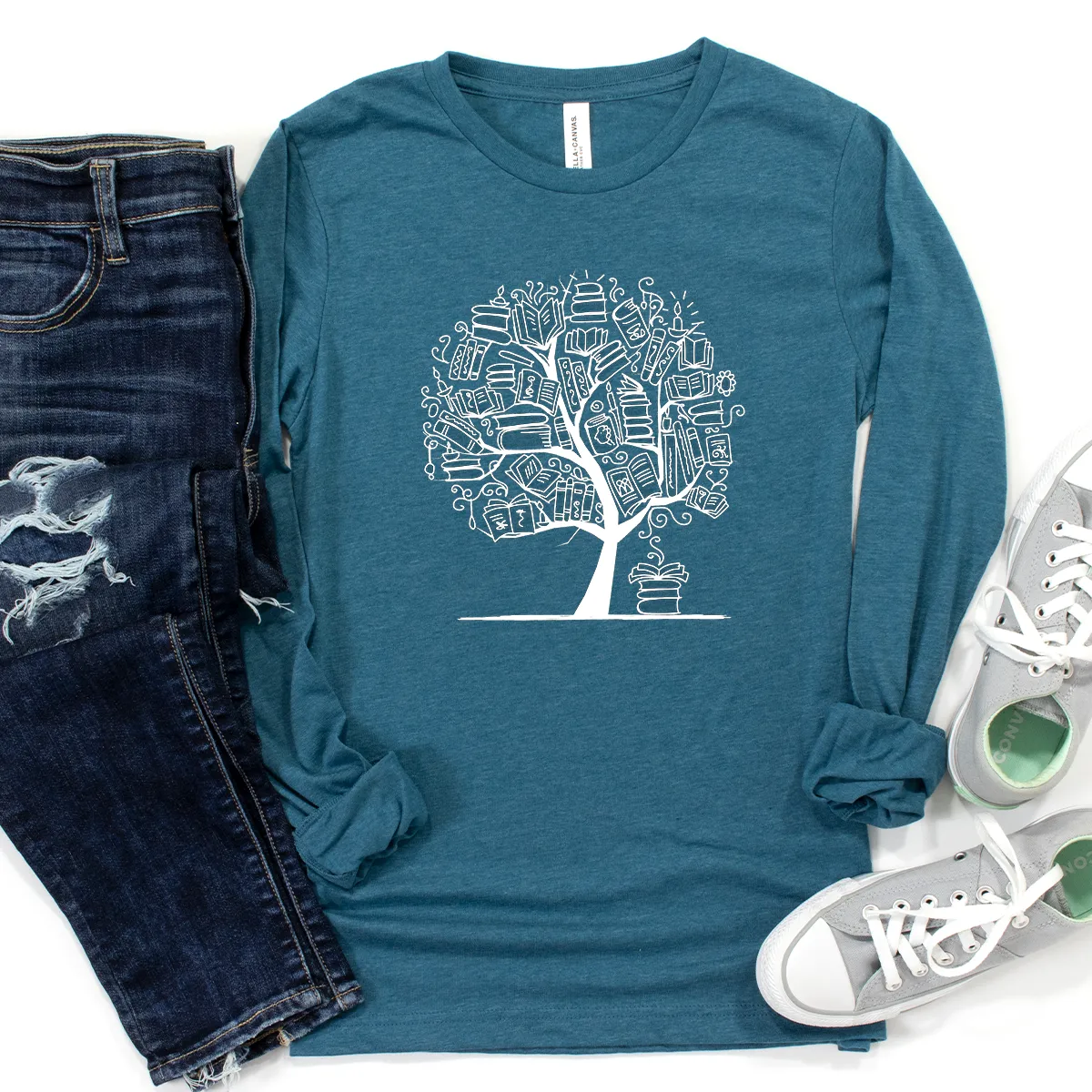 book tree long sleeve unisex tee