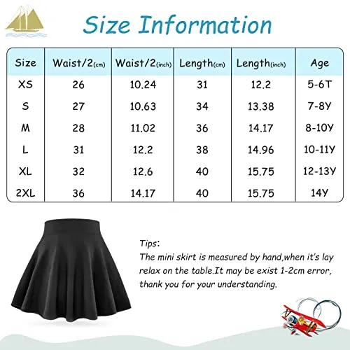 BOOPH Kids Girls Skirt Casual Mini Flare Plain Pleated Skater Uniform Skirts 7-8 Years Red