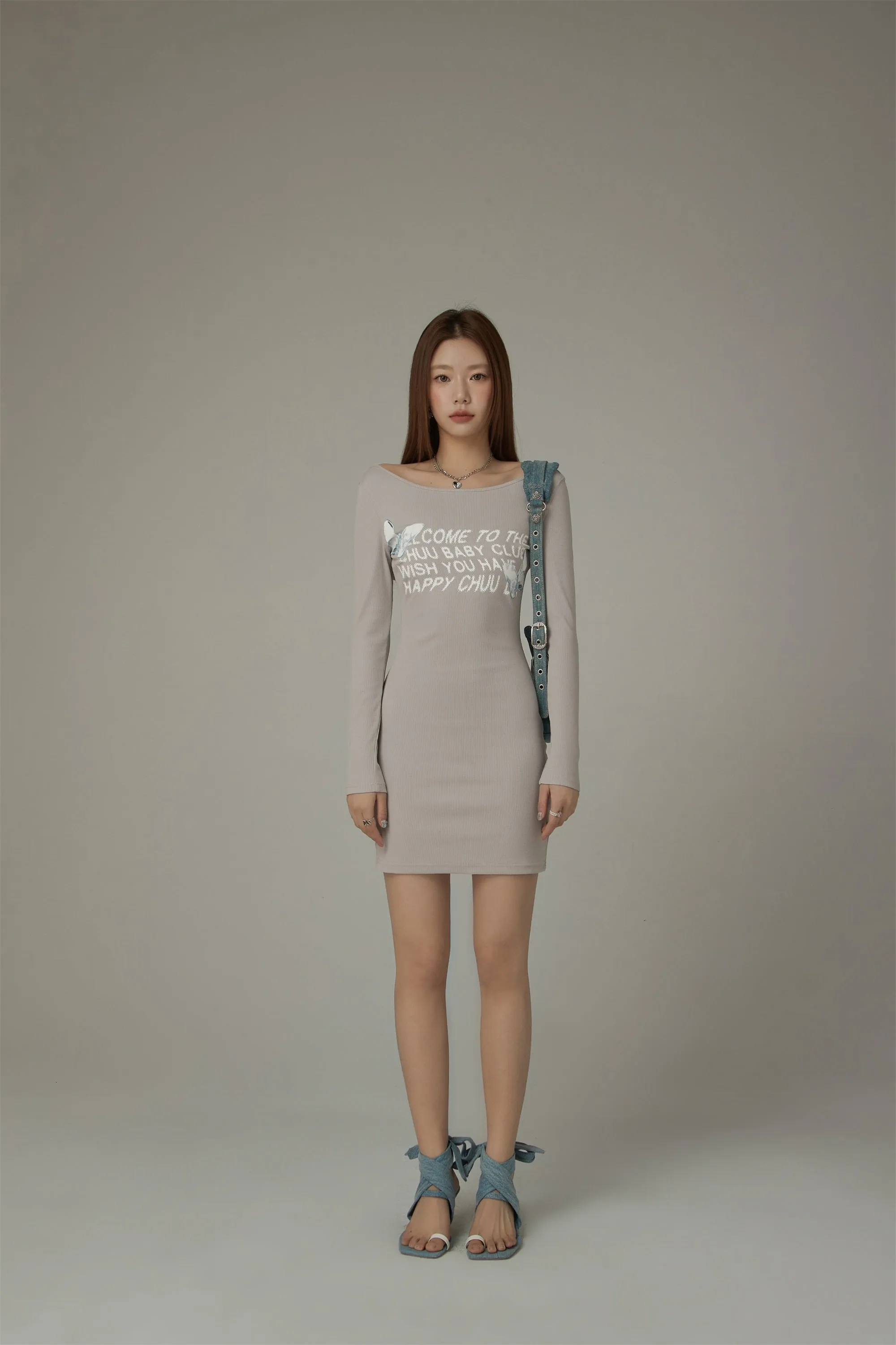 Butterfly Longsleeve Slim Mini Dress