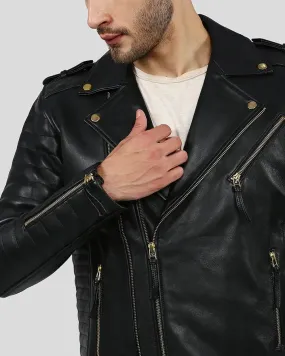 Byron Black Quilted Leather Jacket