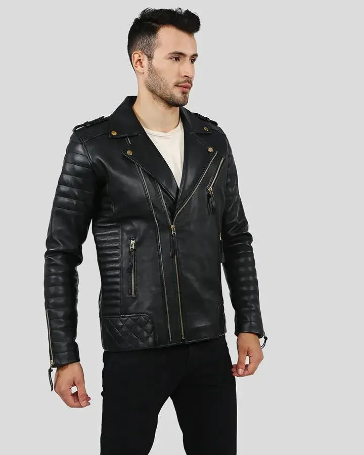 Byron Black Quilted Leather Jacket