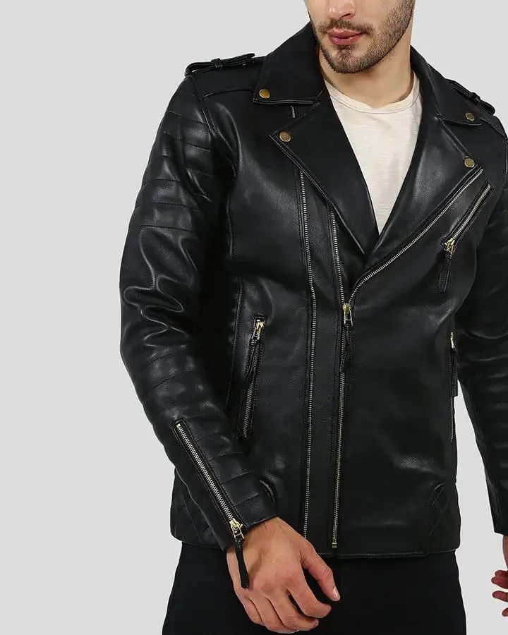 Byron Black Quilted Leather Jacket