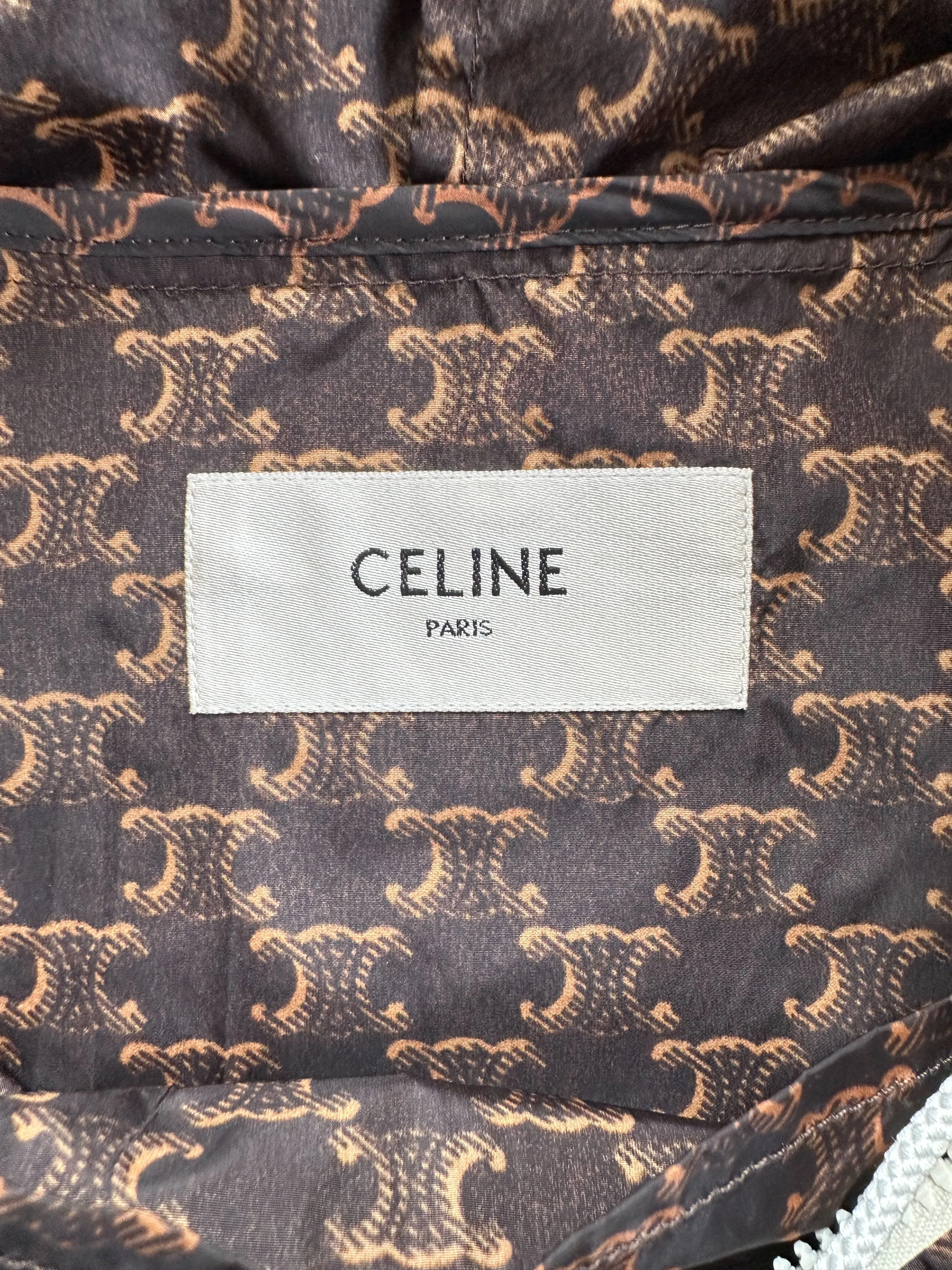 Celine Black & Brown Monogram Hooded Anorak