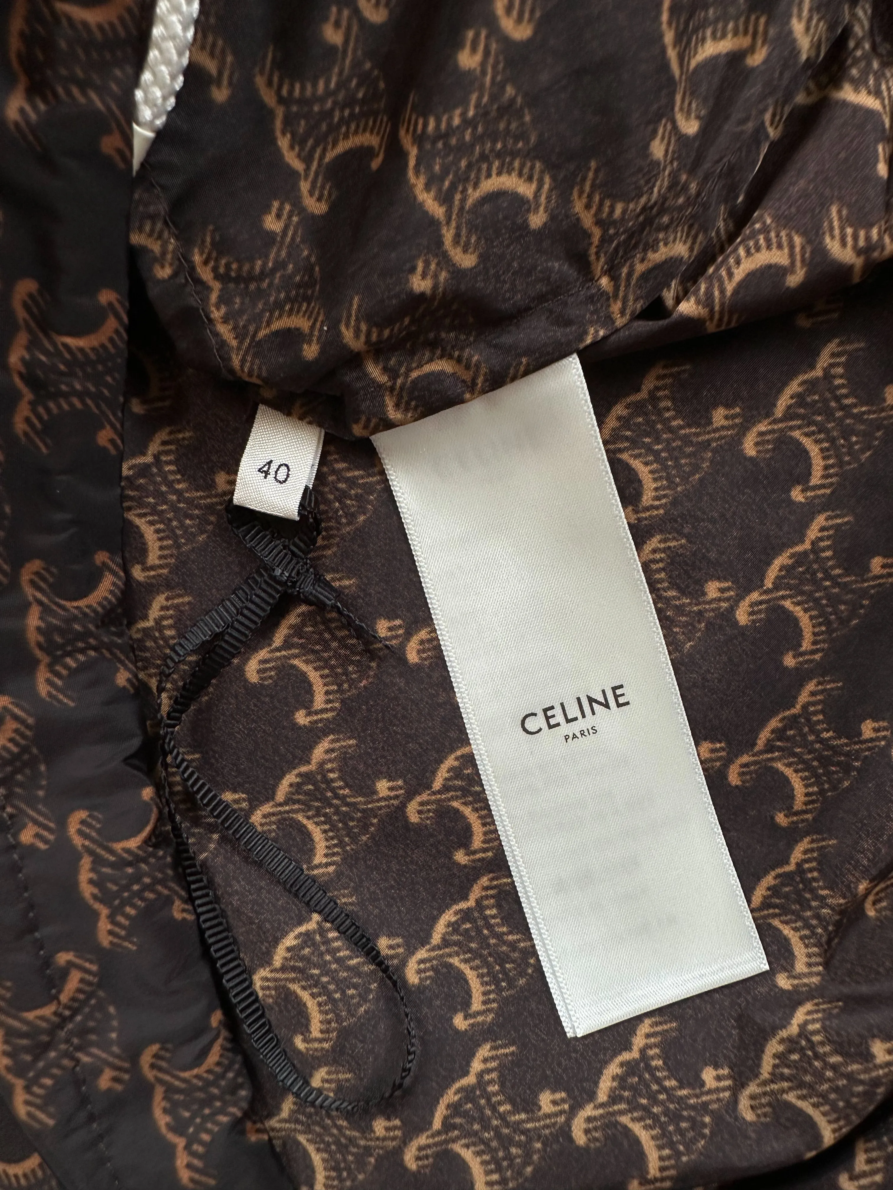 Celine Black & Brown Monogram Hooded Anorak