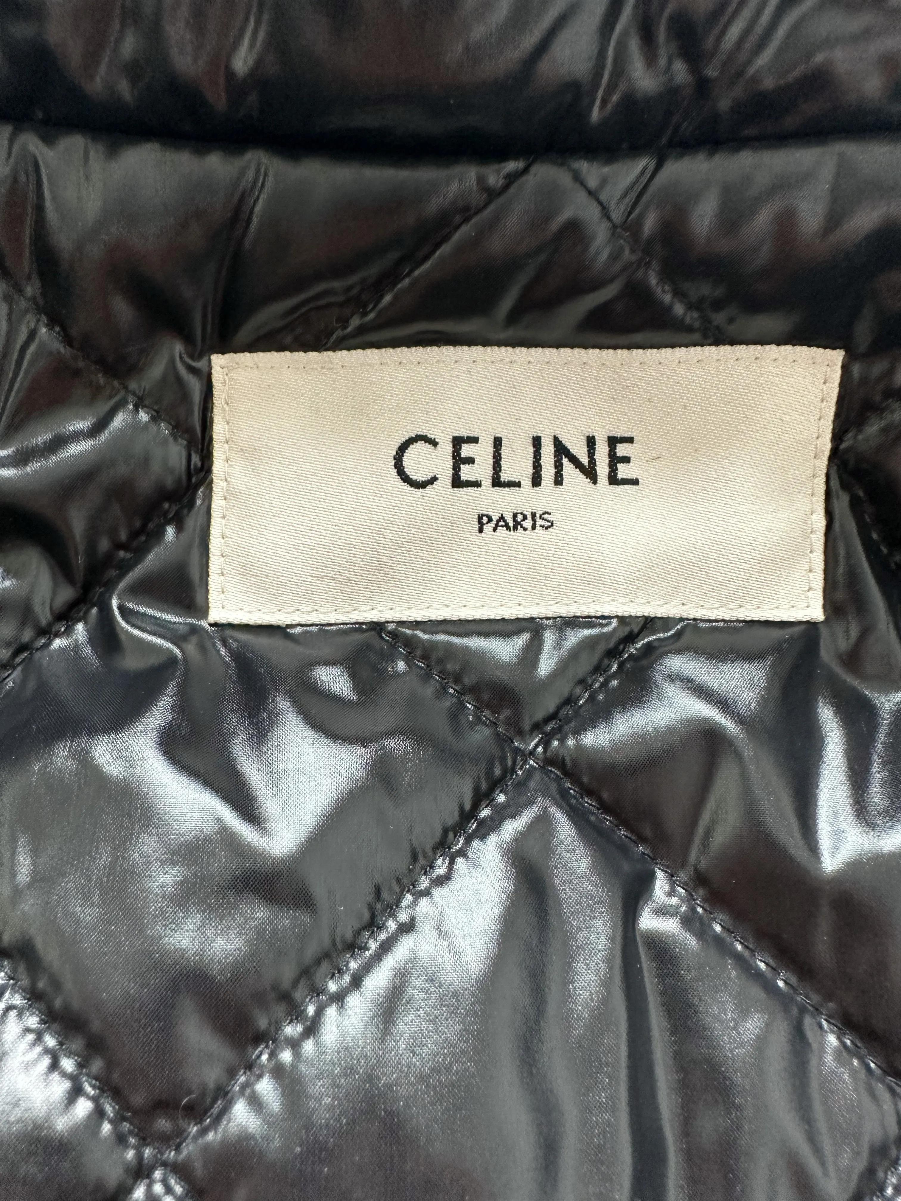 Celine Black & White Hood Logo Wool Jacket