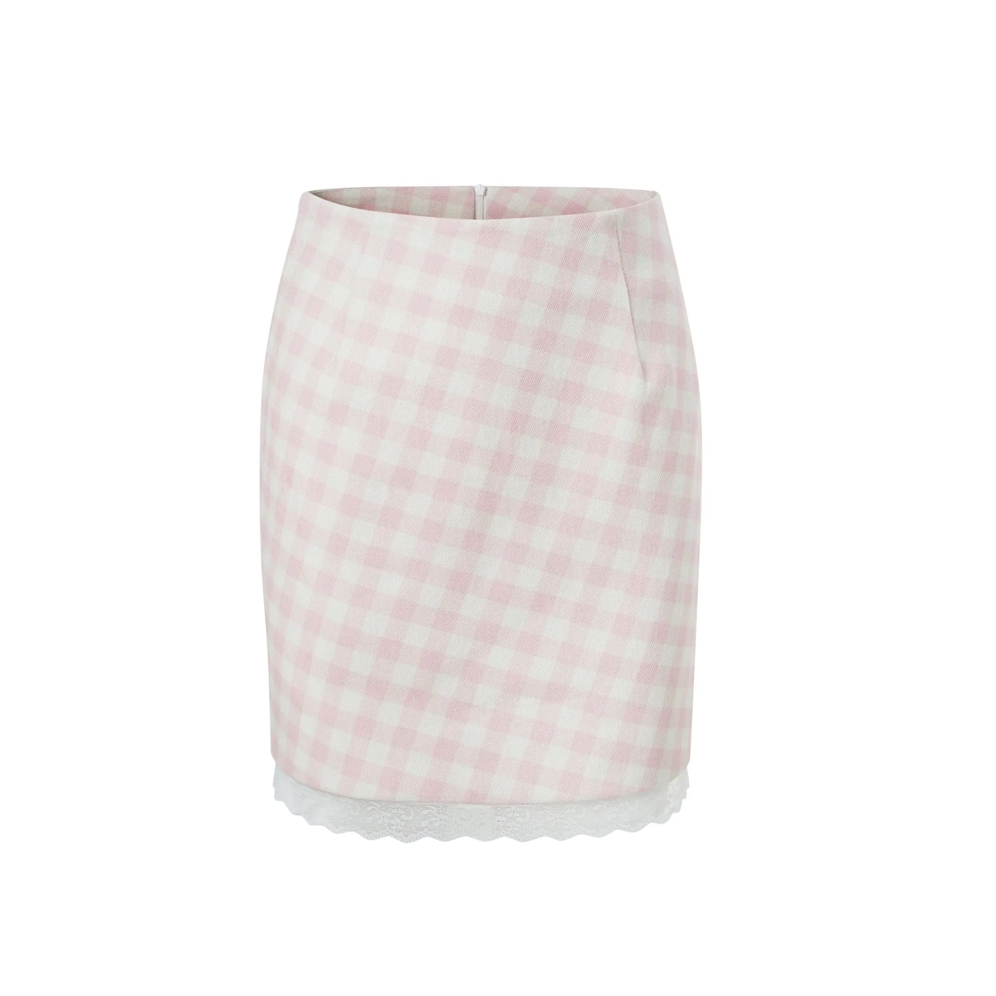 Checkered Mini Skirt In Pink