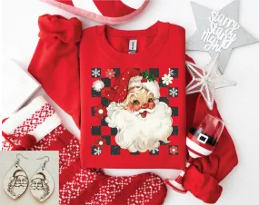 Checkered Santa Red Sweatshirt