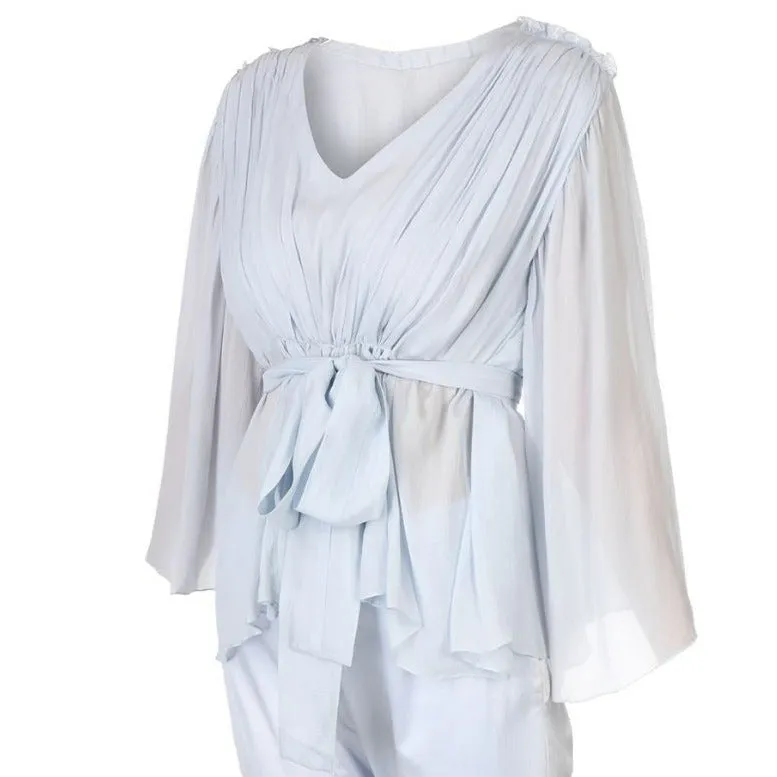 Cloud Blue Pleated Top