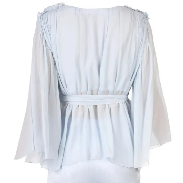 Cloud Blue Pleated Top