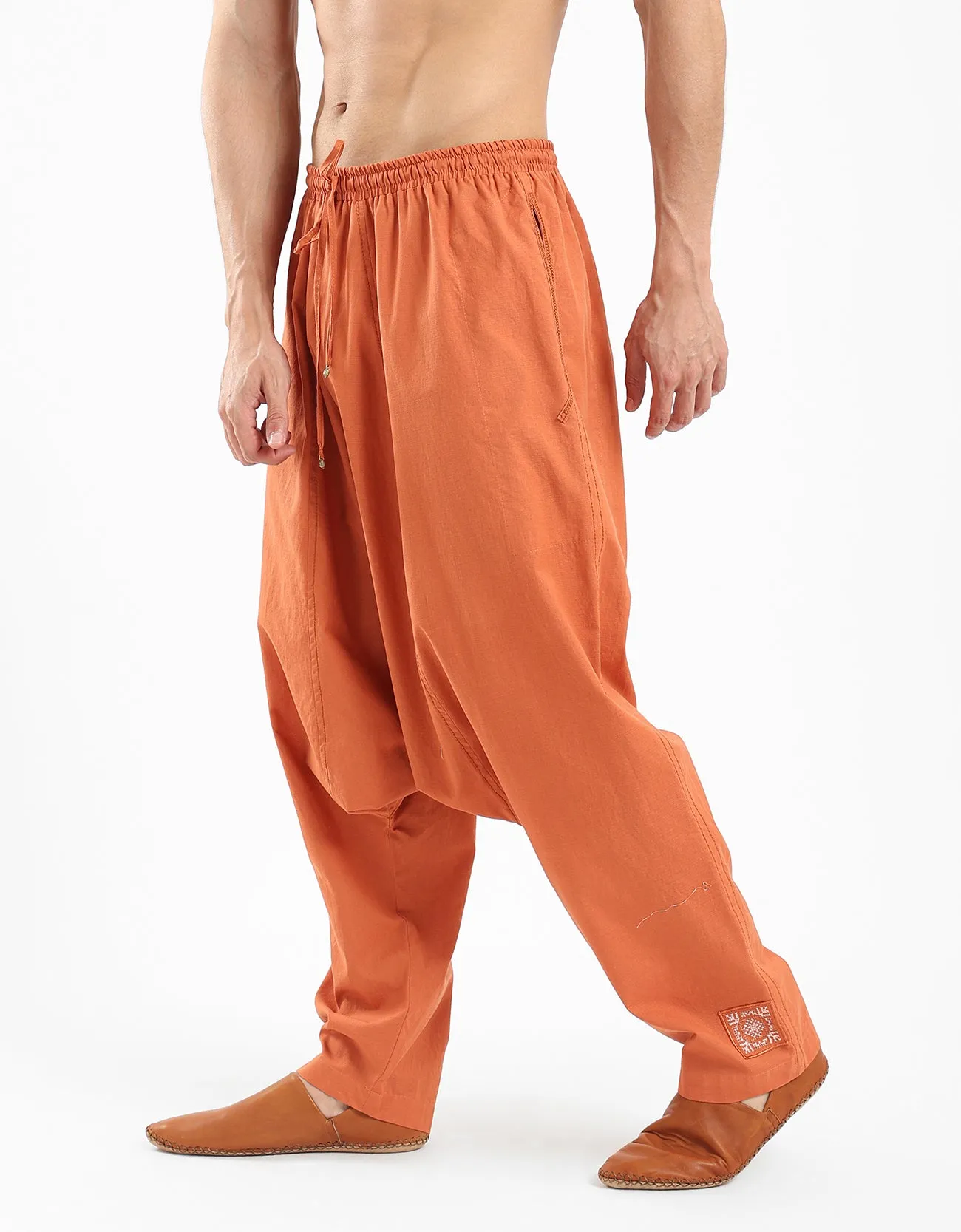 Cotton harem pants with elastic waistband