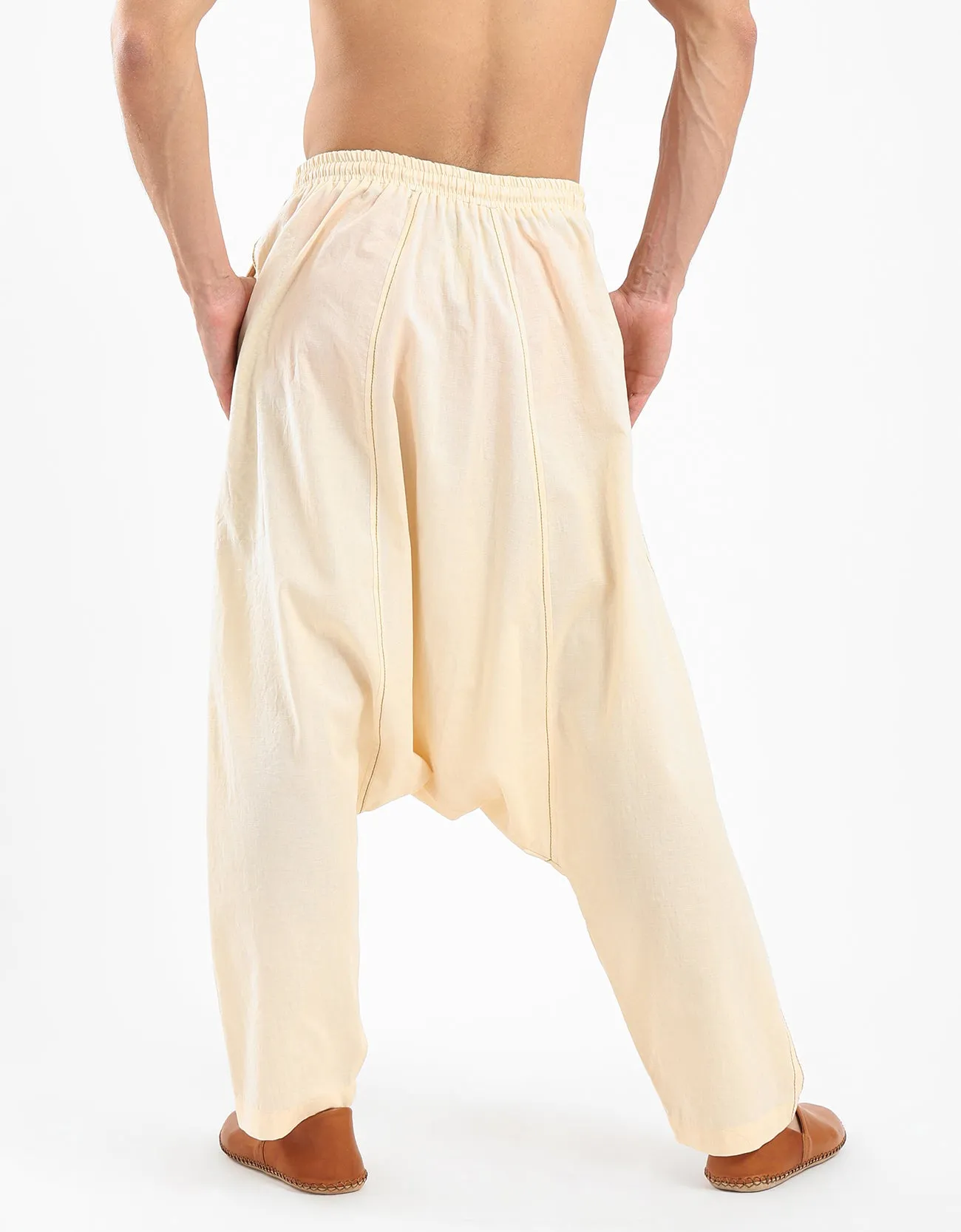 Cotton harem pants with elastic waistband