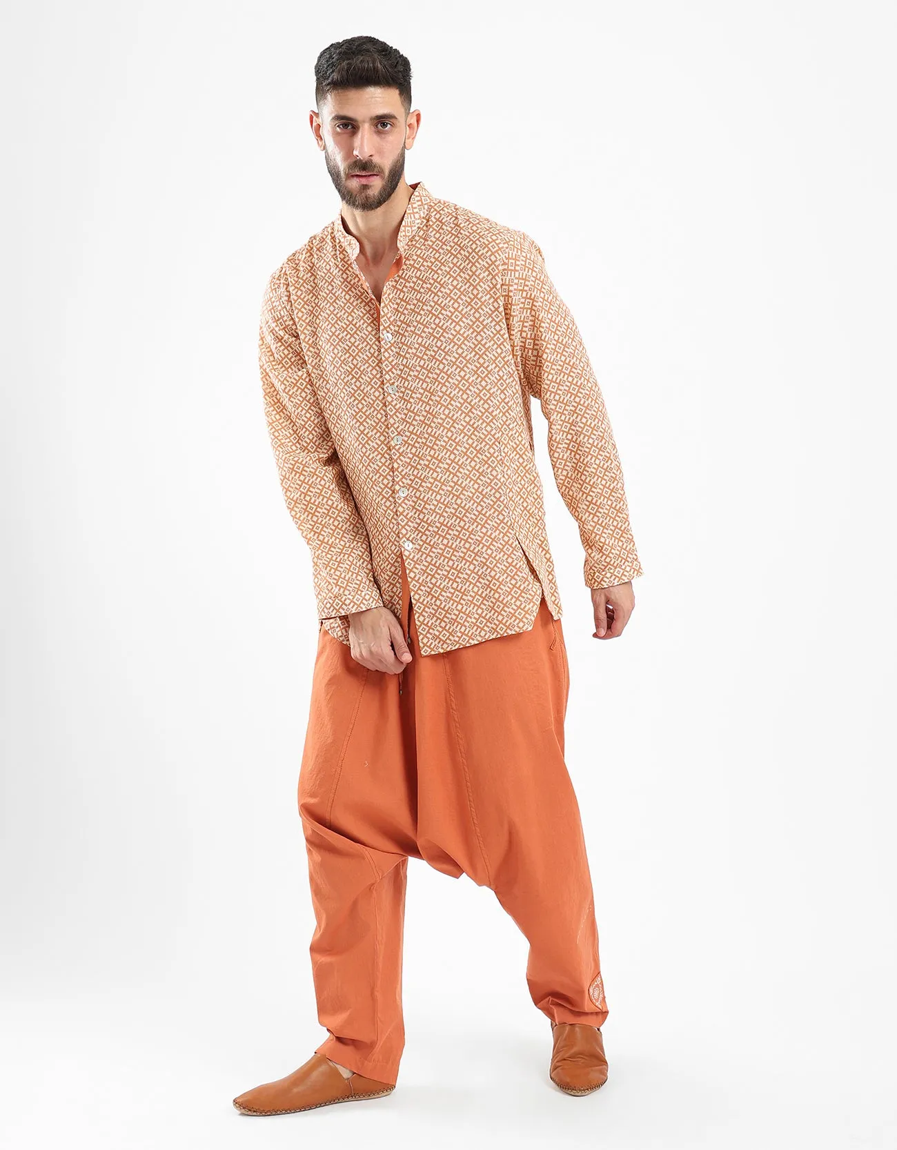 Cotton harem pants with elastic waistband