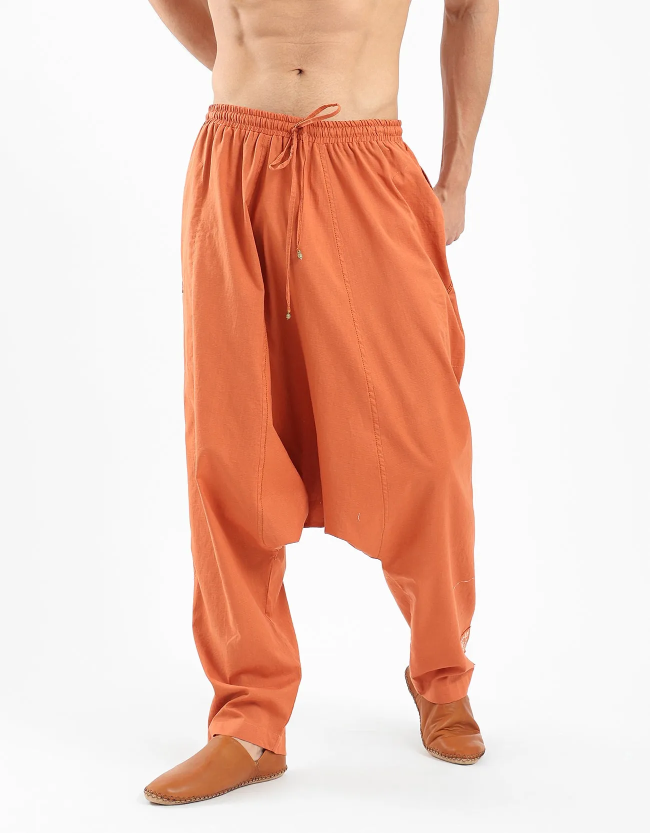 Cotton harem pants with elastic waistband