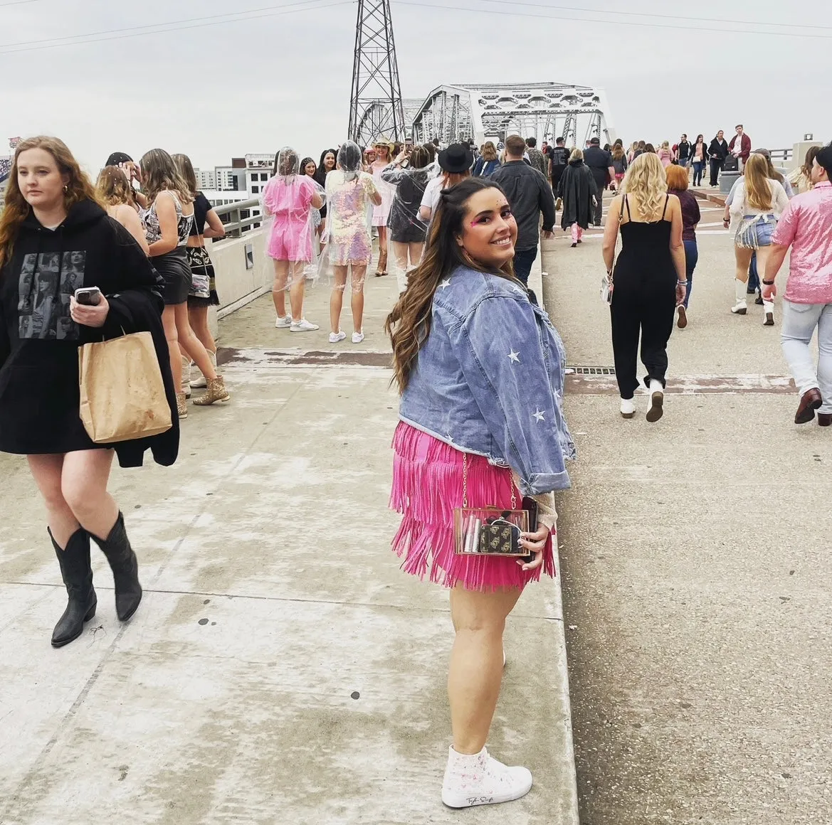 Curvy - Hot Pink Fringe Skirt