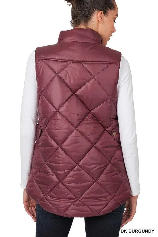 Diamond Quilted Zip Front Vest