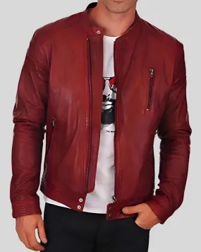 Dominic Red Racer Leather Jacket