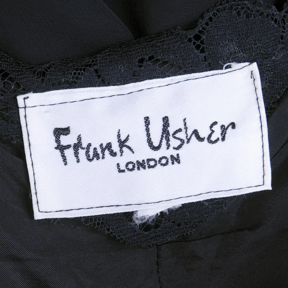 FRANK USHER 70s Black Chiffon Evening Dress