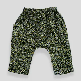 Green and Yellow Petite Fleur Cotton Harem Pants for Babies and Kids