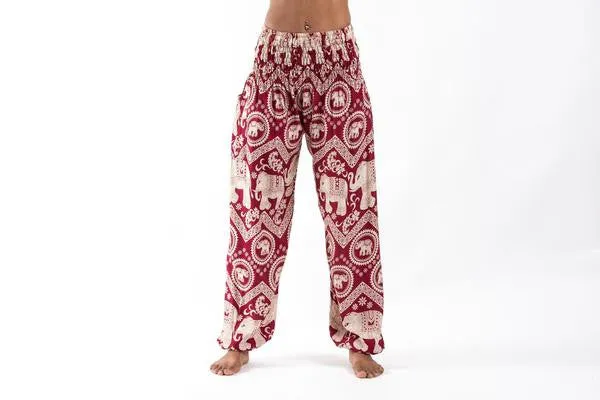 Imperial Elephant Harem Pants in Red