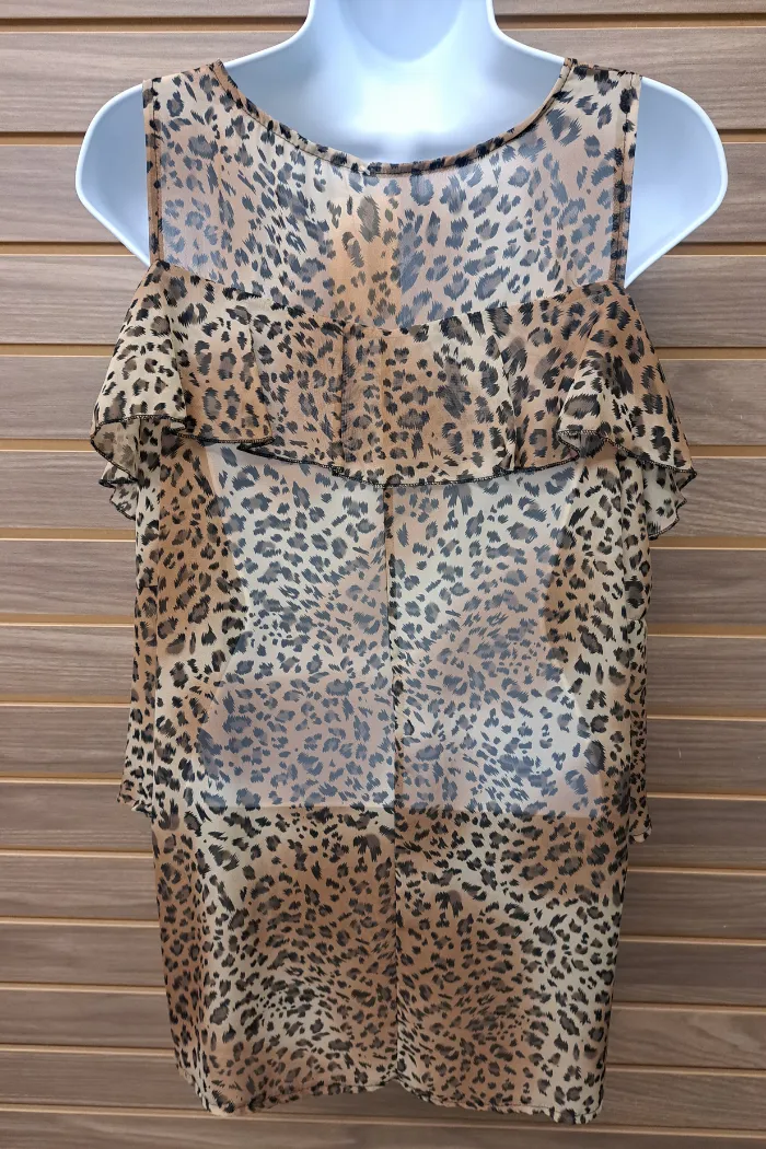 Leopard cold shoulder 3/4 sleeve