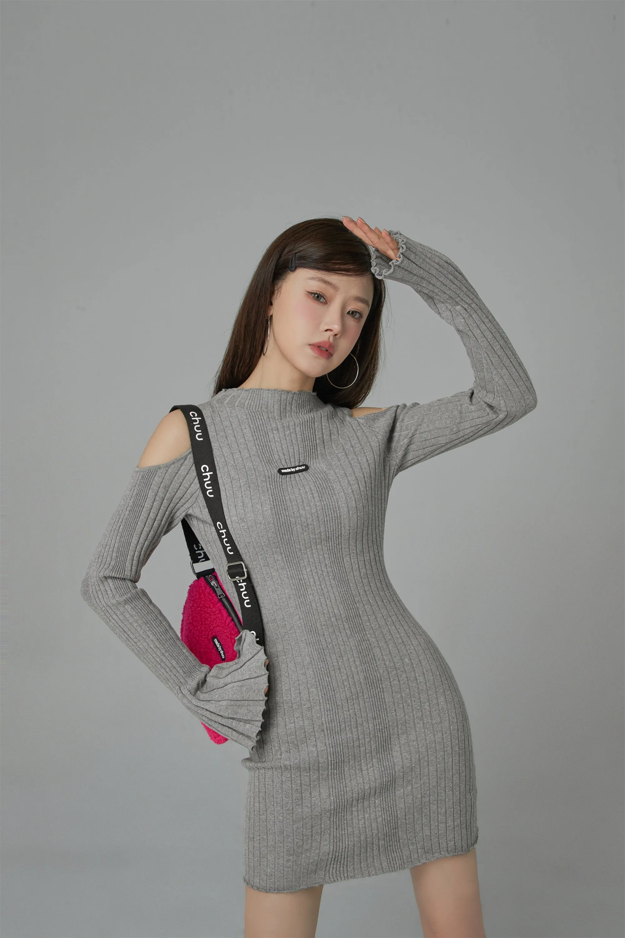 Living In My World Off Shoulder Slim Knit Dress