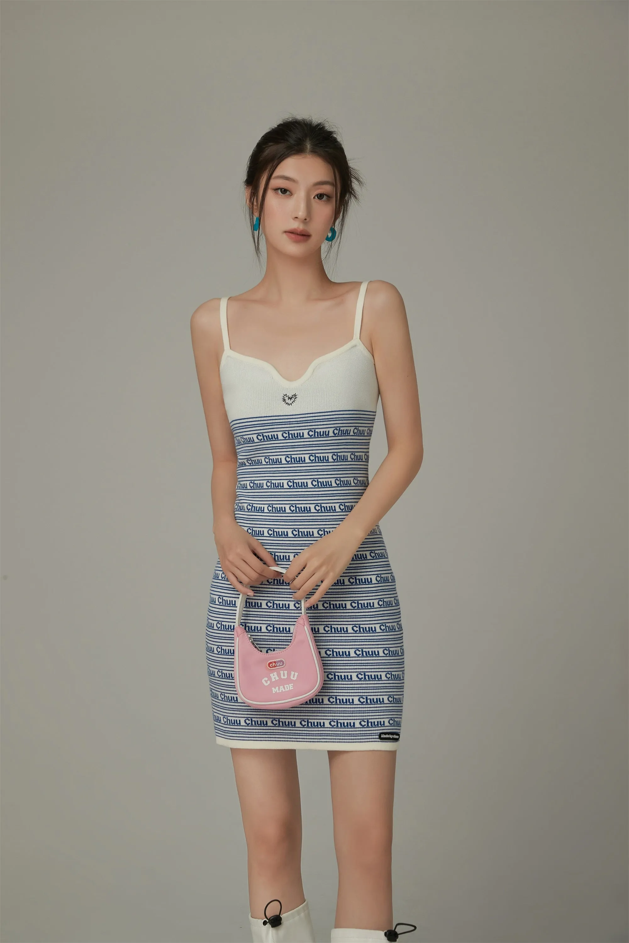 Logo Lettering Color Slim Strap Dress