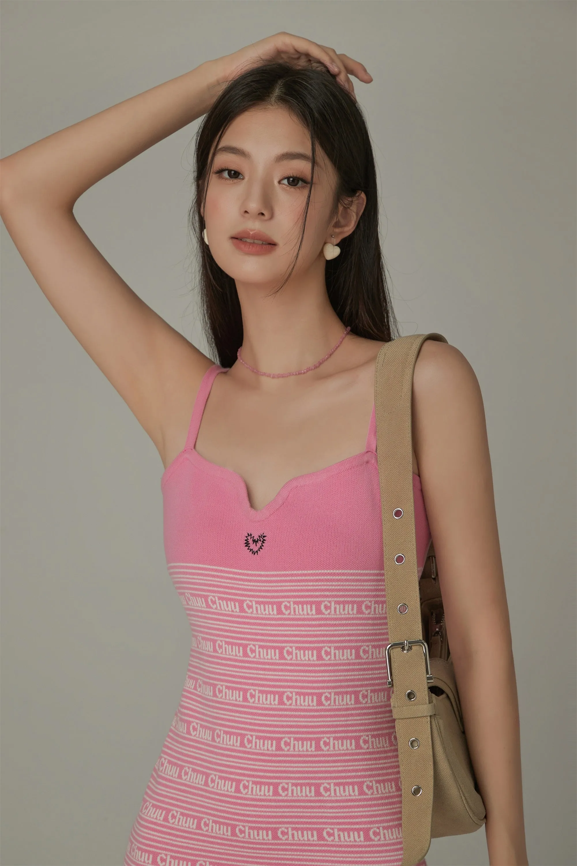 Logo Lettering Color Slim Strap Dress