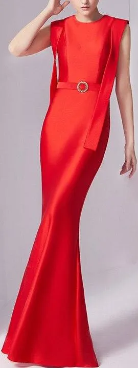 Long Red Fitted Gown