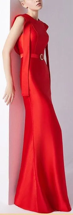 Long Red Fitted Gown