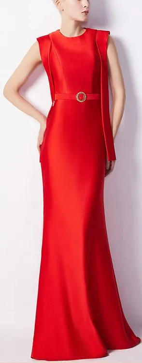 Long Red Fitted Gown