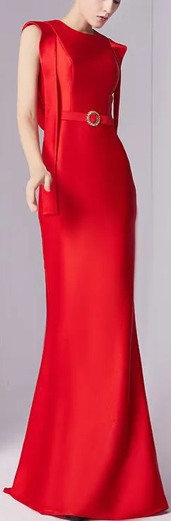 Long Red Fitted Gown