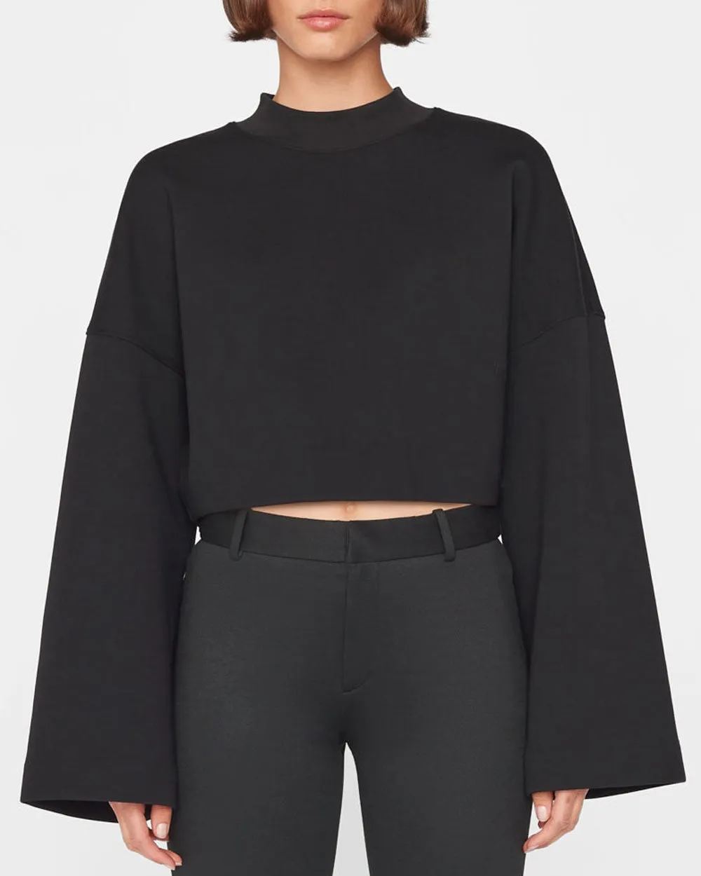 Noir Cropped Scuba Mockneck Sweatshirt