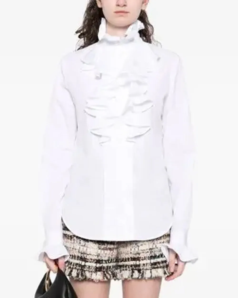 Optical White Ruffle Blouse